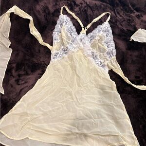 Victoria's Secret Baby Yellow and White Lace Chemise